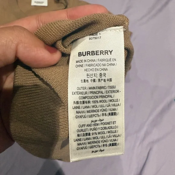 Burberry Crewneck Sweater with Plaid Elbow Patches